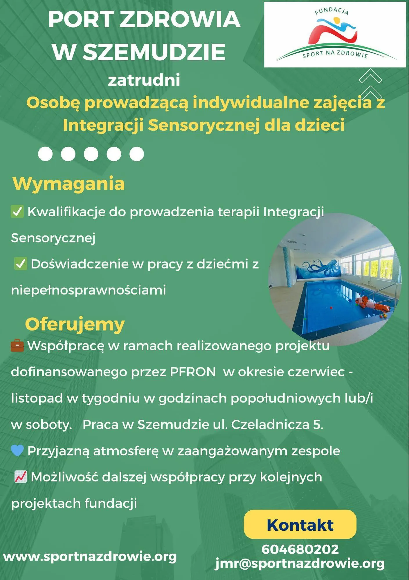 Prowadzący /a Integracje Sensoryczną dla dzieci - Port Zdrowia w Szemudzie