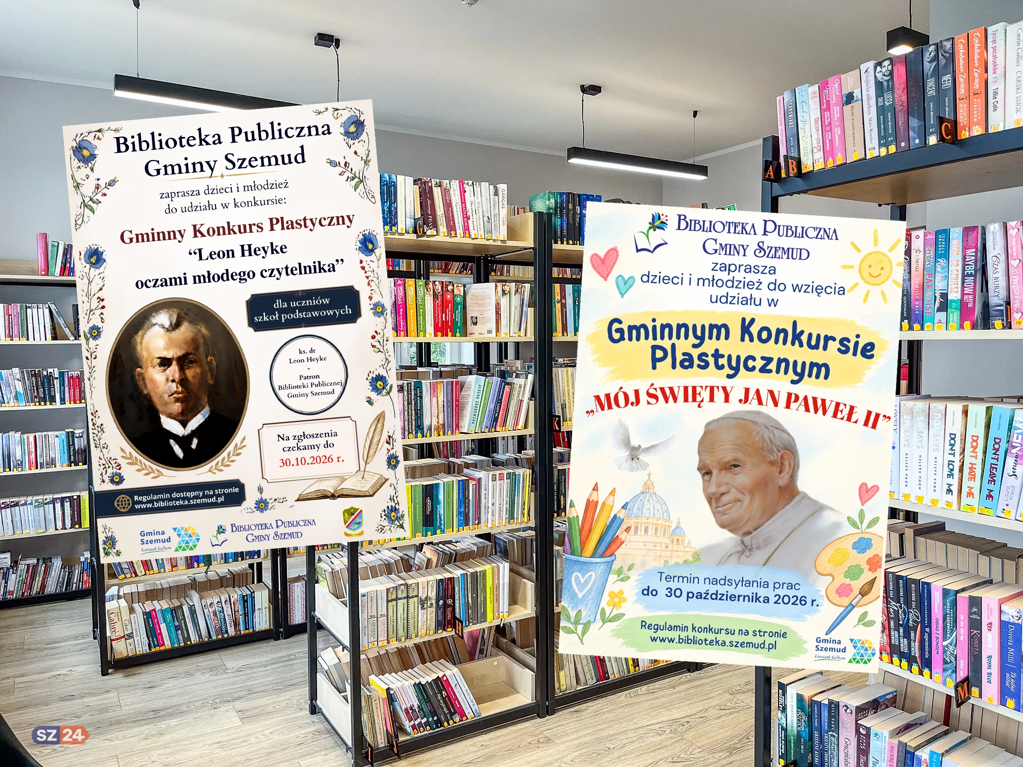 Biblioteka Publiczna Gminy Szemud ogłasza dwa konkursy plastyczne dla młodych artystów.