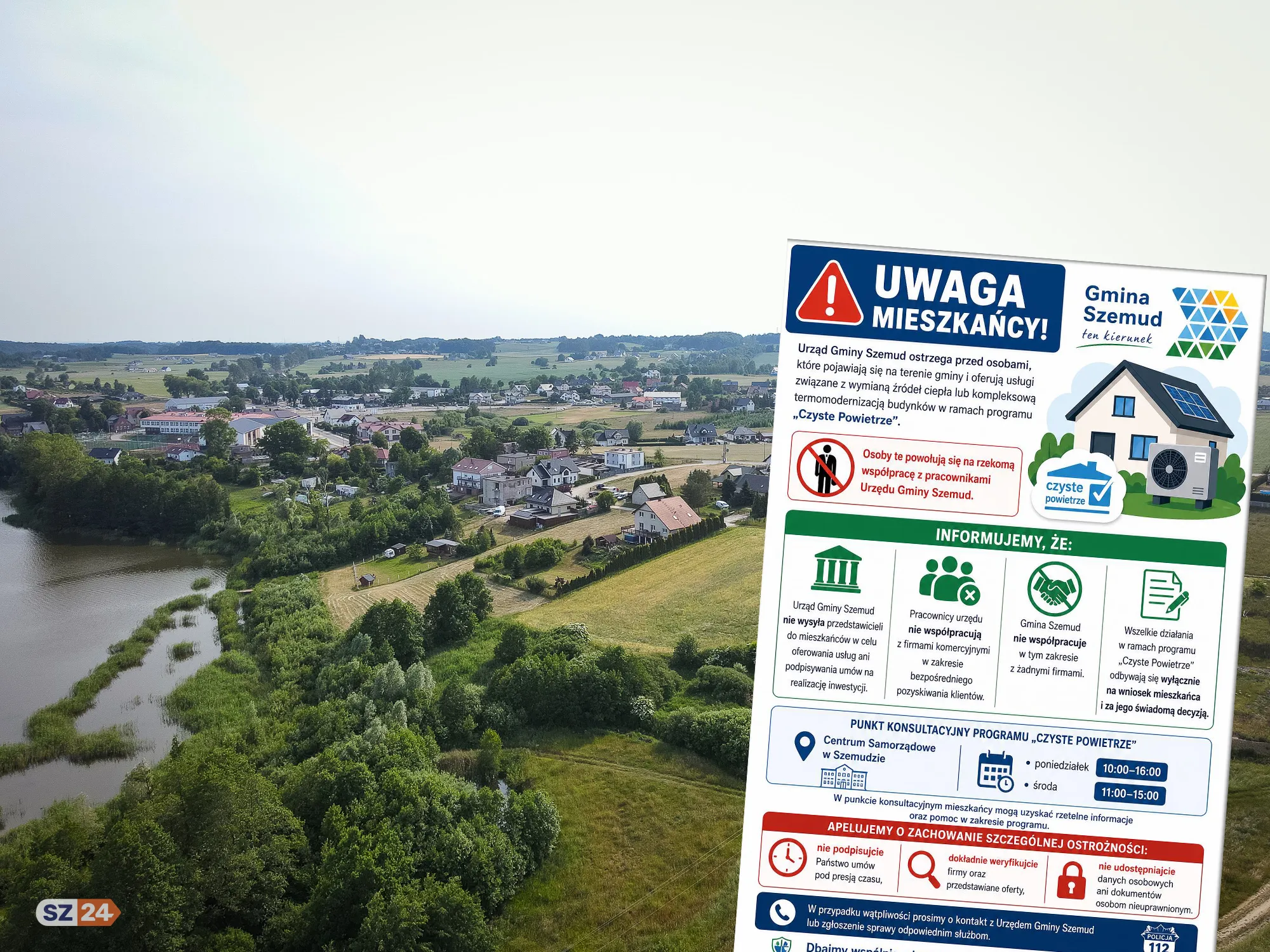 Gmina Szemud ostrzega przed fałszywymi ofertami 'Czystego Powietrza'.