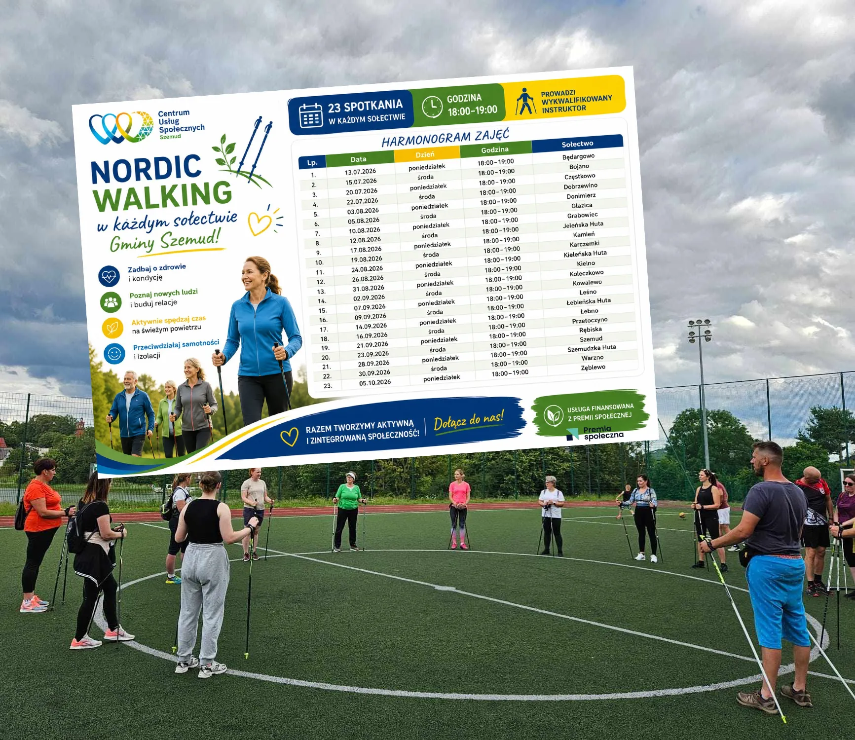 Aktywny poniedziałek! Rusza darmowy Nordic Walking we wszystkich sołectwach Gminy Szemud.
